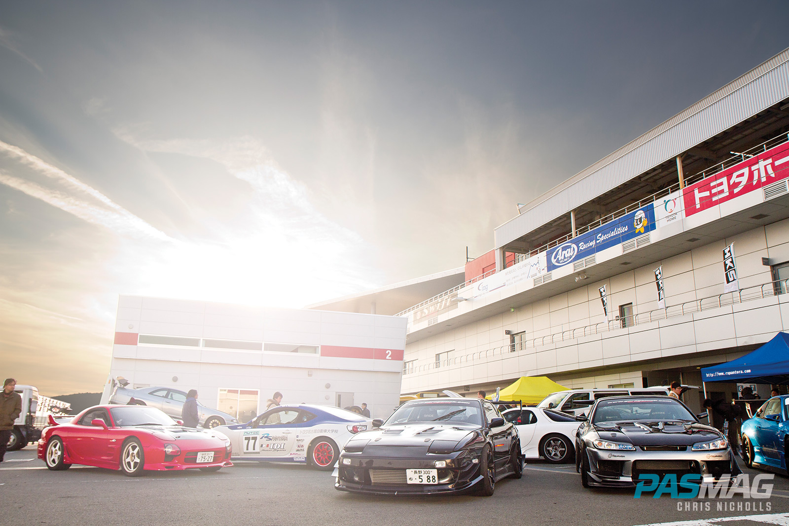 HKS Premium Day 2015 PASMAG Paddock Sunset Garage Mak S15 and S13 plus FD3S RX 7 and ZN6 Toyota 86