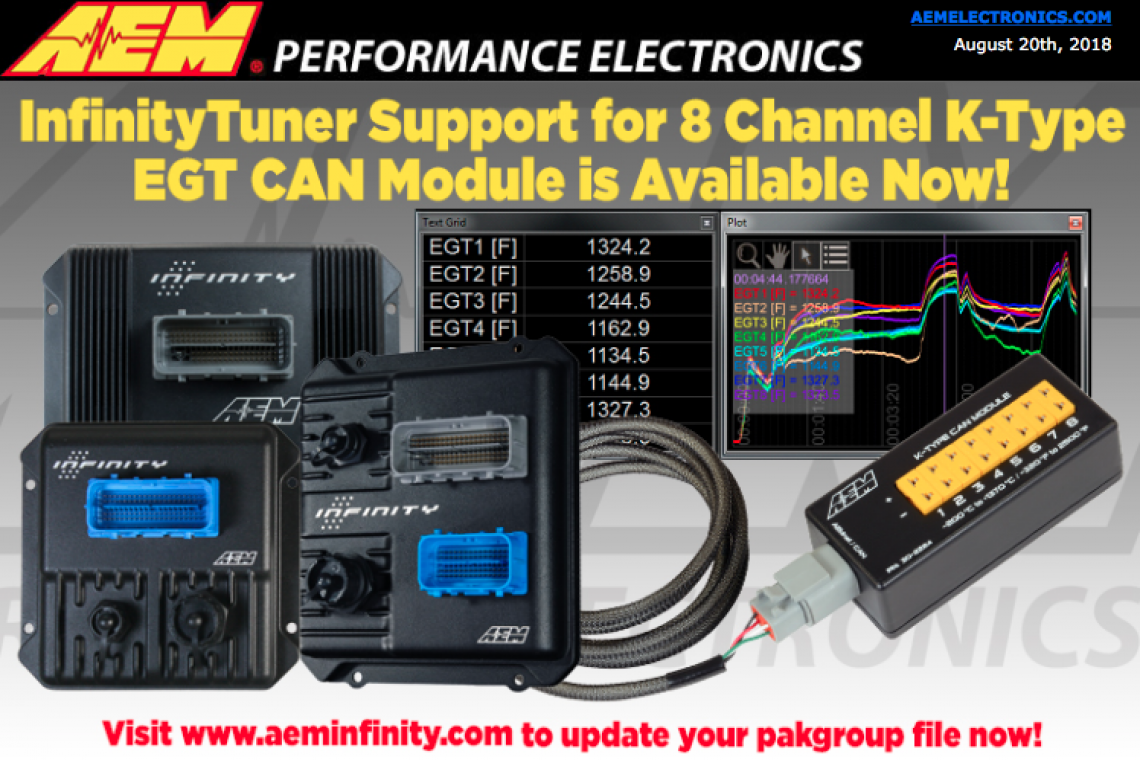 AEM Performance Electronics InfinityTuner Support for 8-Channel K-Type EGT CAN Module