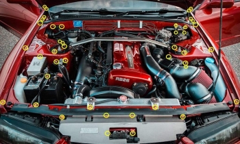 Dress Up Bolts Titanium Hardware Engine Bay Kit for Nissan Skyline GT-R (R32)