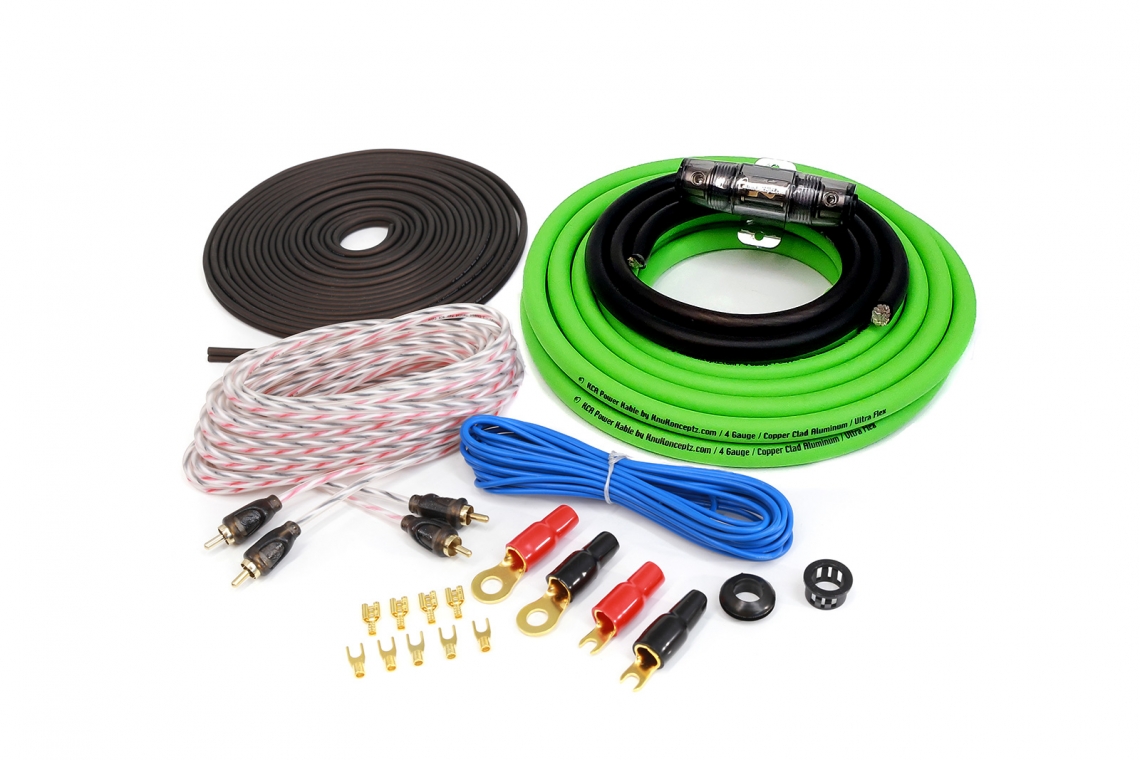 KnuKonceptz KCA Kandy Green Complete 4 Gauge Amplifier Installation Kit