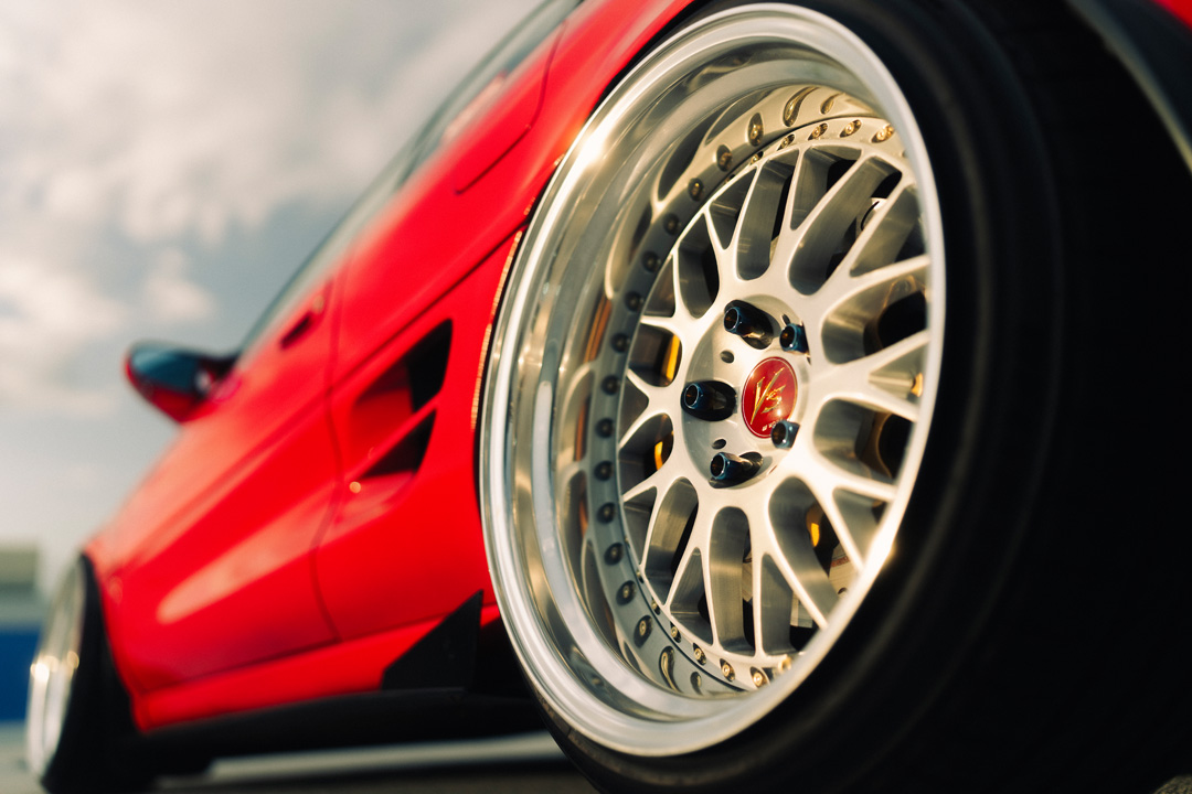 Close-up of Work VS-XX wheel on John Santos 1991 Toyota MR2 with polished lip