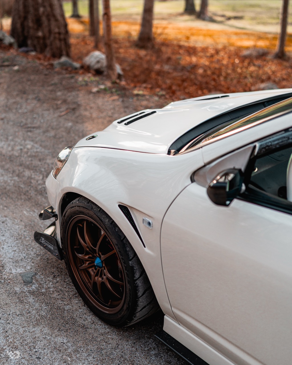 Moises Wynns’ Championship White 2003 Acura RSX with J’s Racing aero, right-hand-drive conversion, Mugen MF10 wheels, Toyo R888R tires, K-series power, and DC5 Type R details.