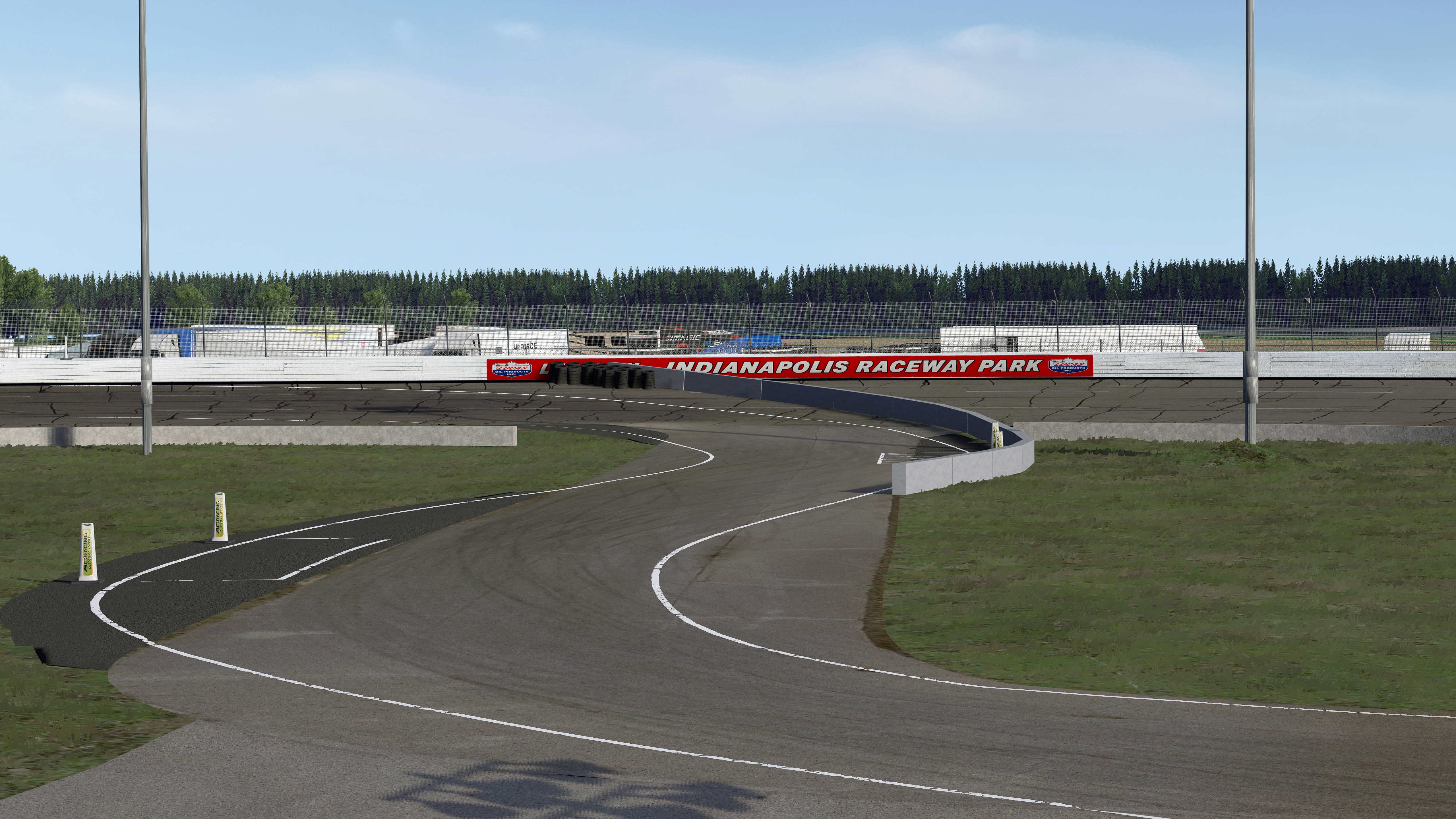 Track-level rendering of the revised Formula DRIFT Indianapolis Raceway Park course showing the added pavement section and inner course layout.