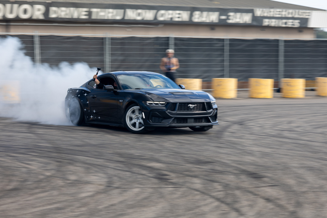 Gonzo Drift Team action at the 2026 Modified Automotive Show in Regina, Saskatchewan.