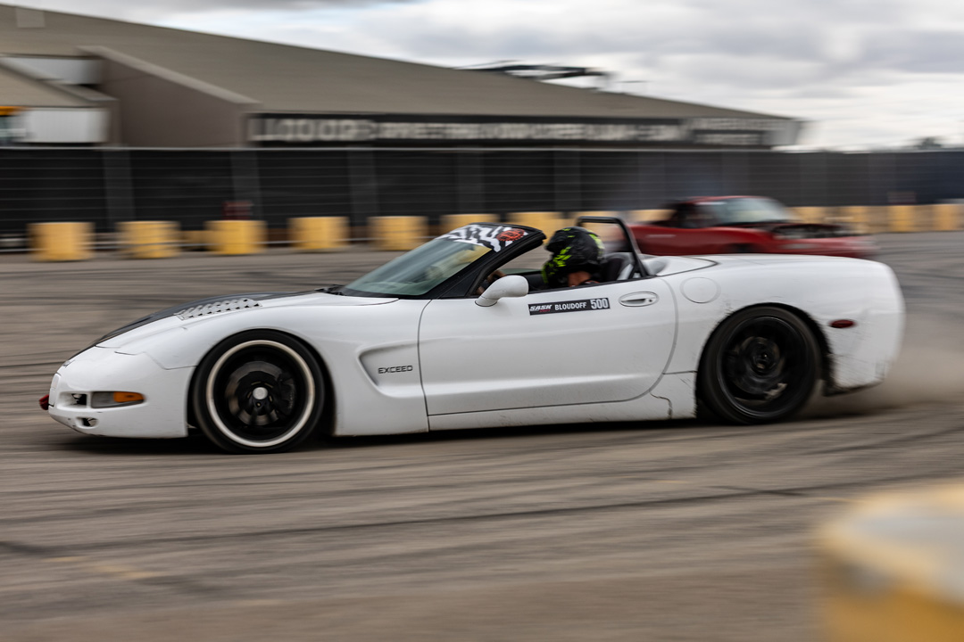 Gonzo Drift Team action at the 2026 Modified Automotive Show in Regina, Saskatchewan.