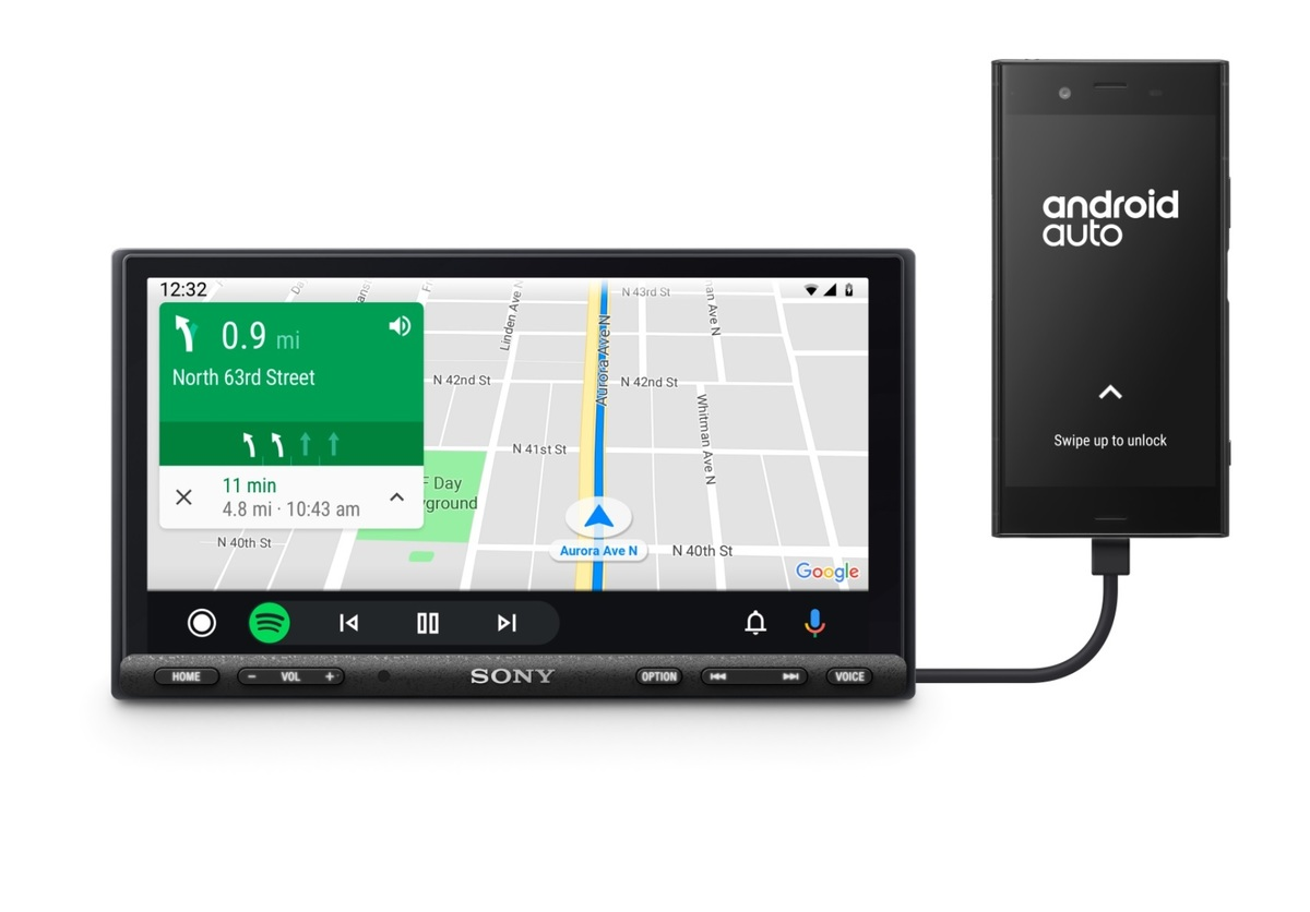 sony XAV AX7000 UC IN Android Auto New GUI Front Mid pasmag