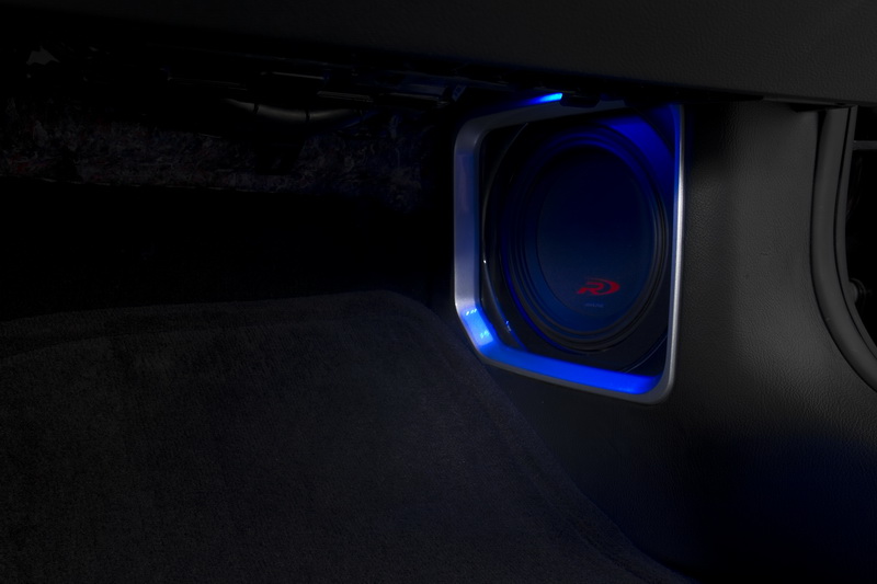 Alpine 9-inch Subwoofer in Kick panel of Camaro